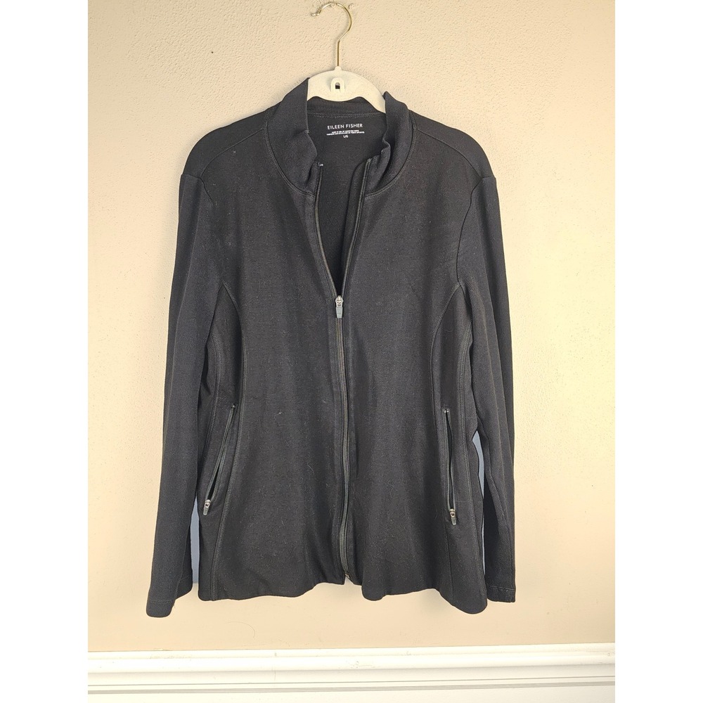Eileen Fisher Womens Black Full Zip Jacket Large